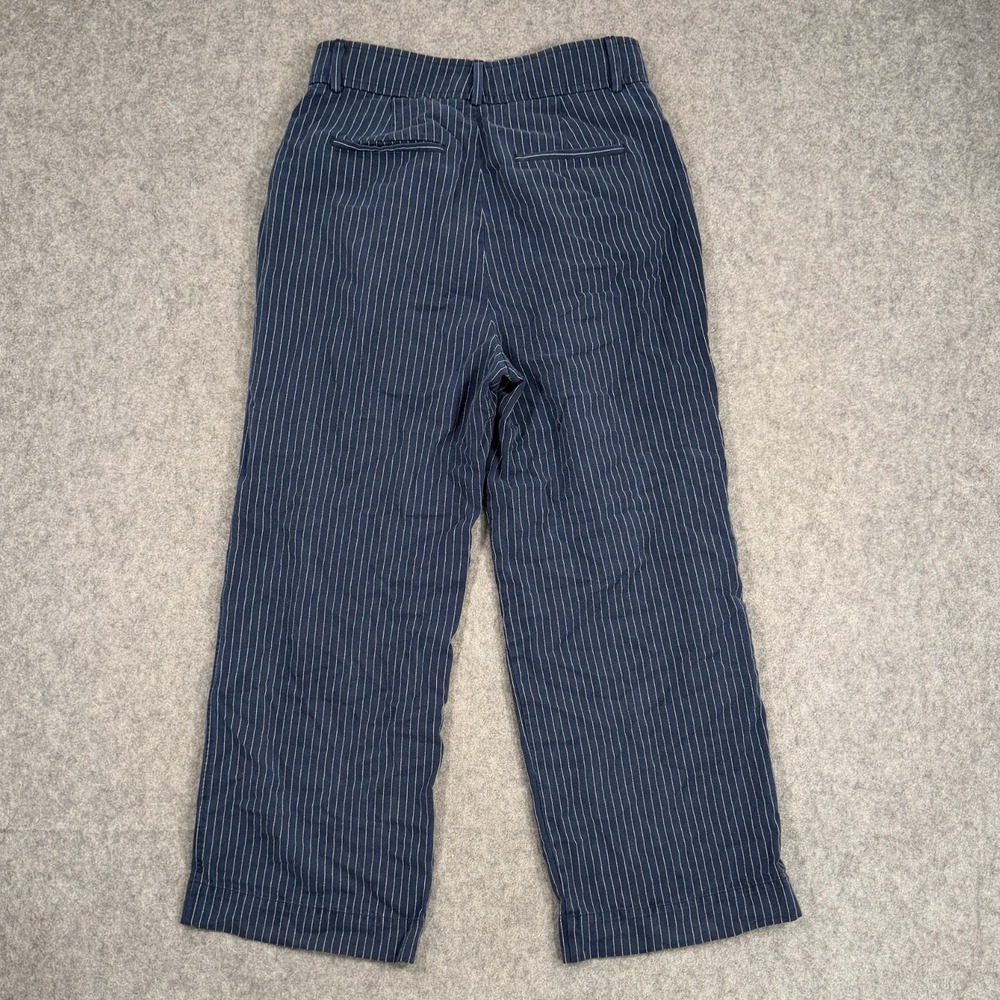 Everlane Navy Blue Striped The Way High Draped Pants Women's Size 8 Short - Picture 8 of 8